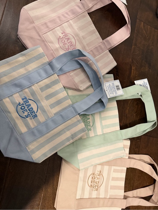 Trader Joe'S Handbags - Trader Joe’s Pastel Stripe Tote Bag - Light Pink, Blue, Mint and NWT all 4 bags